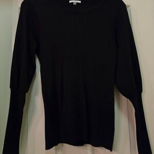 Milano Black Ribbed Knit Top